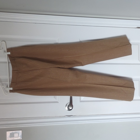 LOUBEN Wool Pants Blazer Suit Set, Brown, Metal Tread Strip Fabric, Size 10 - Picture 7 of 11